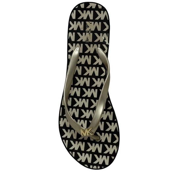 Michael Kors Bedford Glam Womens Flip-Flops Sandals Brown Logo Wedge Jelly 10 - Picture 10 of 13